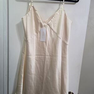 Daly J Cream Satin Mini Dress